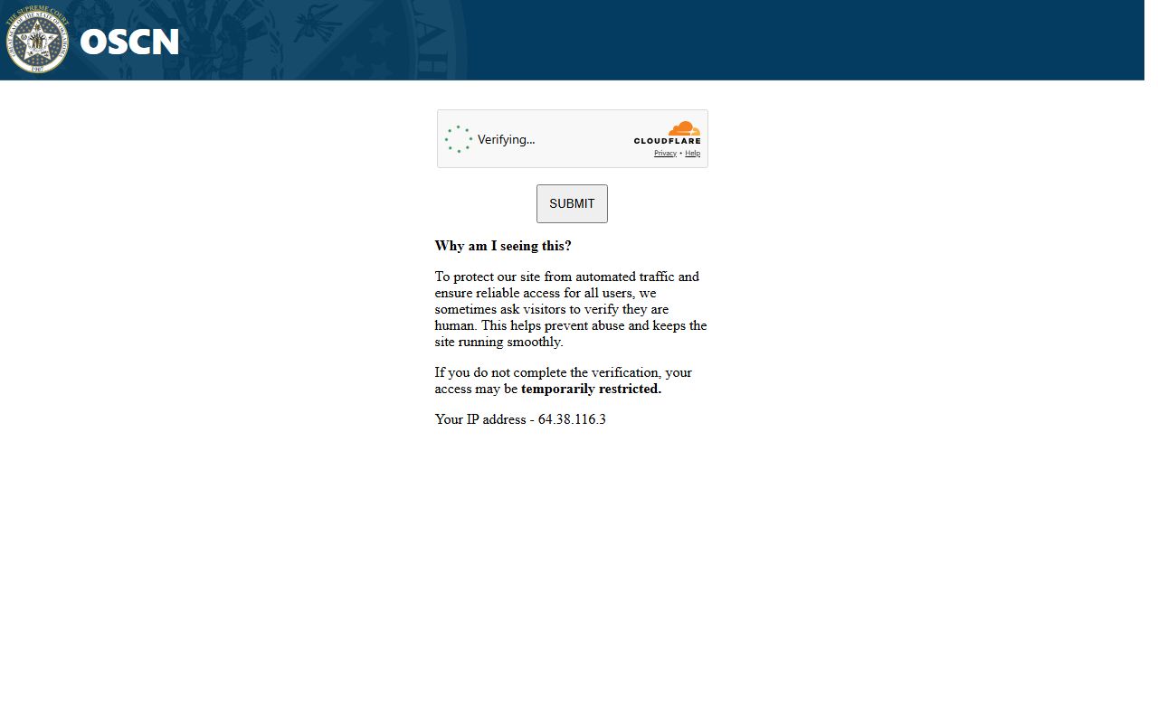 OSCN docket search interface used for Okmulgee County court records