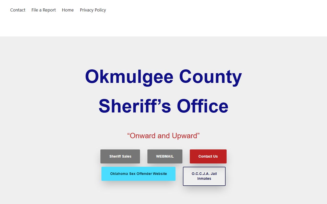 Okmulgee County Sheriff site with courthouse entry notice for court records