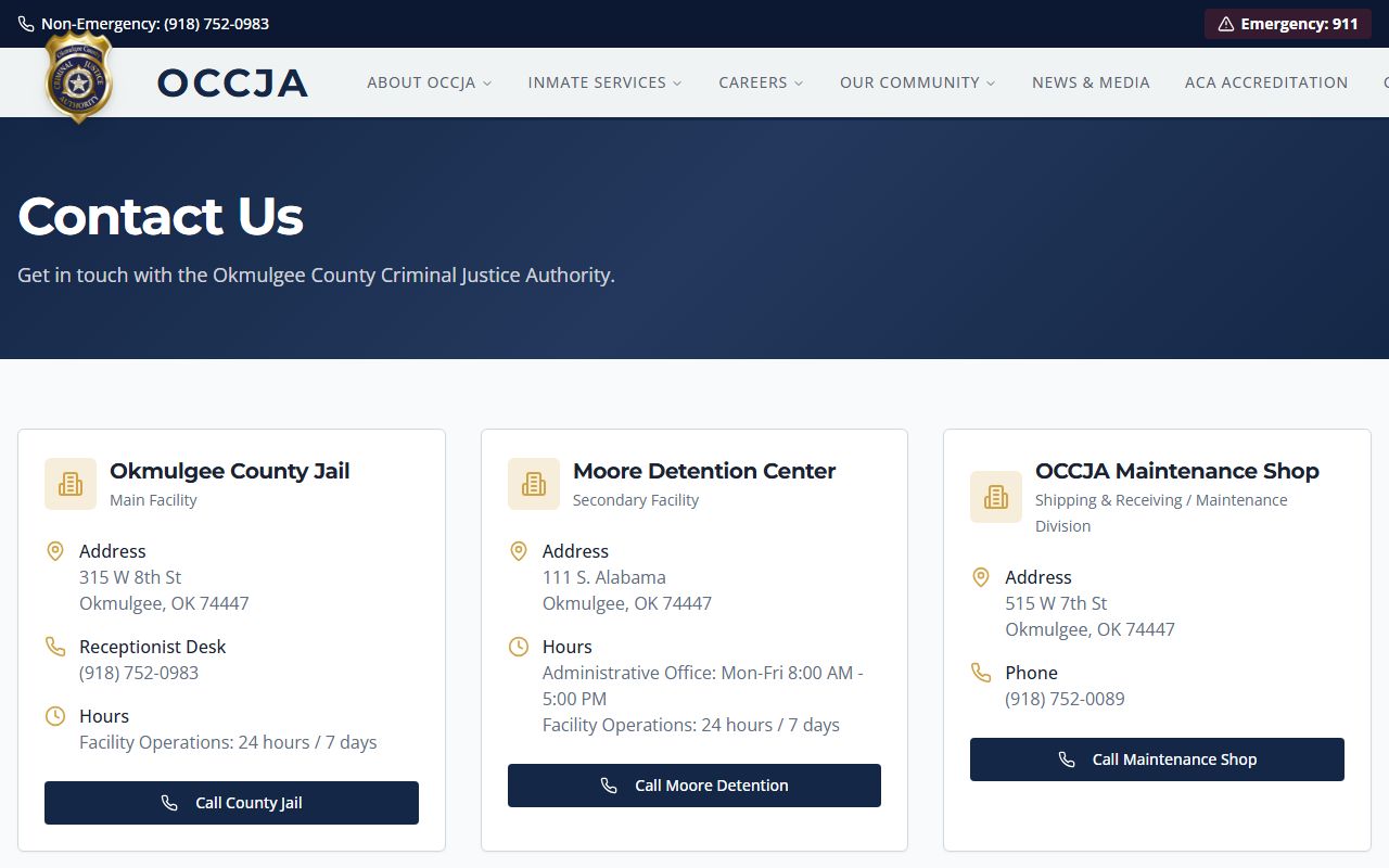 OCCJA open records request page for Okmulgee County inmate records