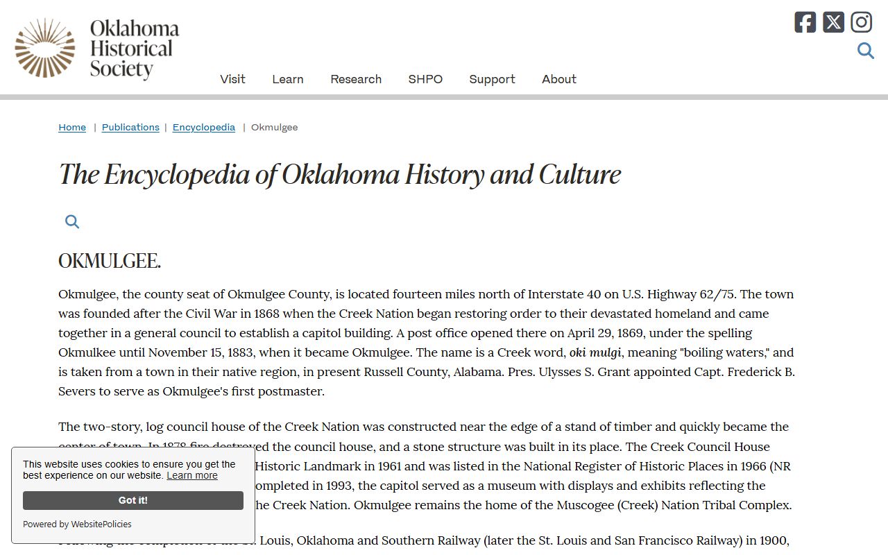 Historic downtown Okmulgee County, Oklahoma, where marriage and divorce records are filed