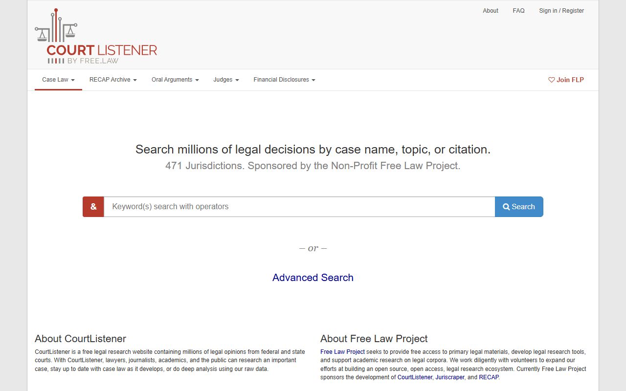 CourtListener federal docket search used for Okmulgee County traffic and criminal cases that cross into federal court