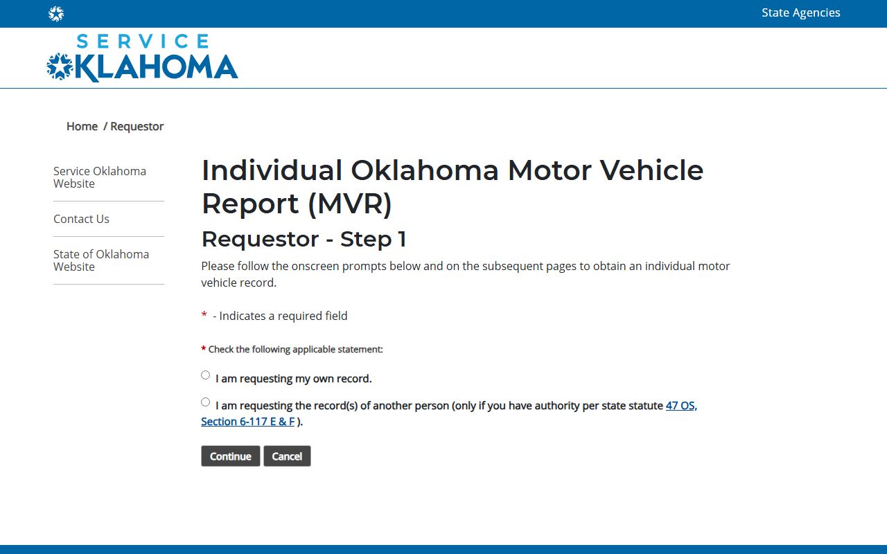 Service Oklahoma DPS motor vehicle record request portal for Okmulgee County drivers